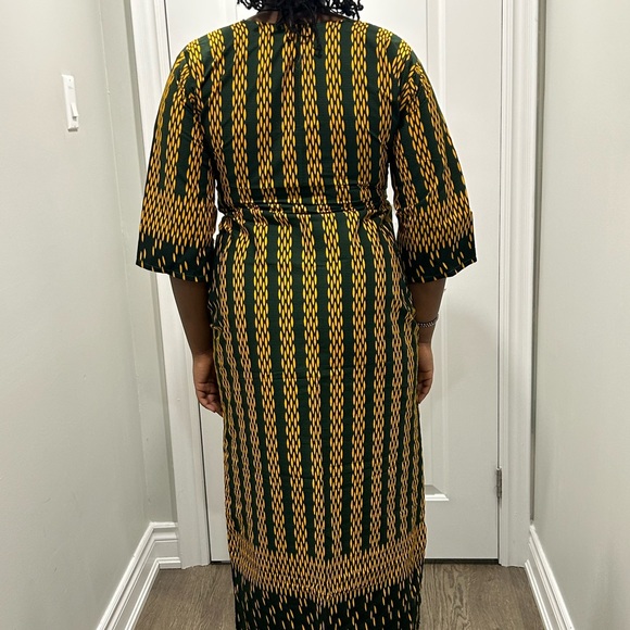 Green and Yellow Ankara Maxi Dress - Picture 7 of 12